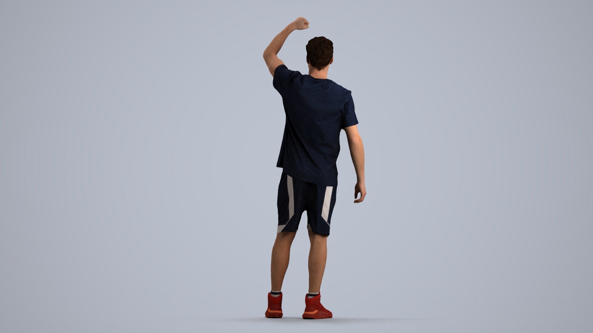 scanned 3D man sport, photogrammetry people for Enscape and V-Ray, front view render