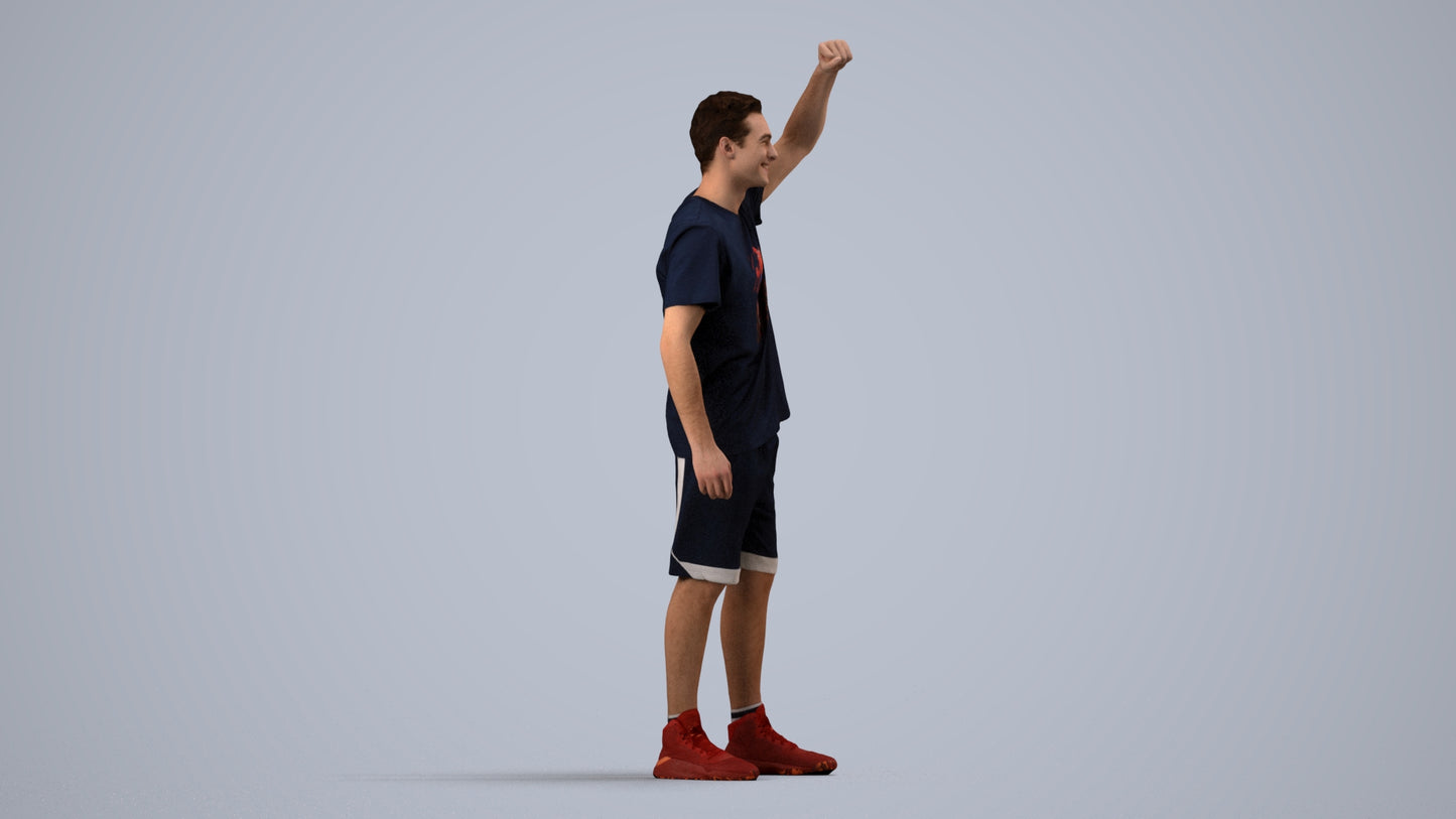 scanned 3D man sport, photogrammetry people for Enscape and V-Ray, side view render