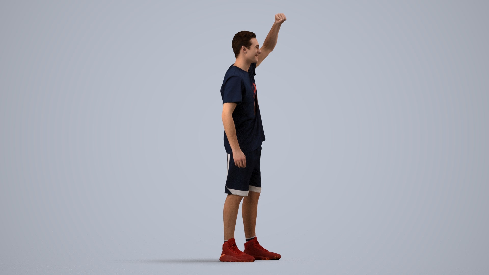 scanned 3D man sport, photogrammetry people for Enscape and V-Ray, side view render