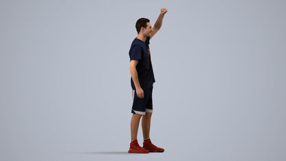 scanned 3D man sport, photogrammetry people for Enscape and V-Ray, side view render