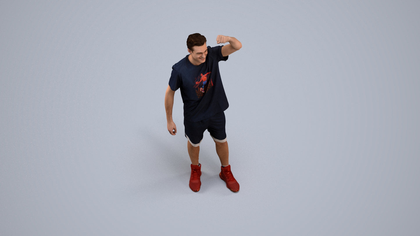 scanned 3D man sport, photogrammetry people for Enscape and V-Ray, back view render