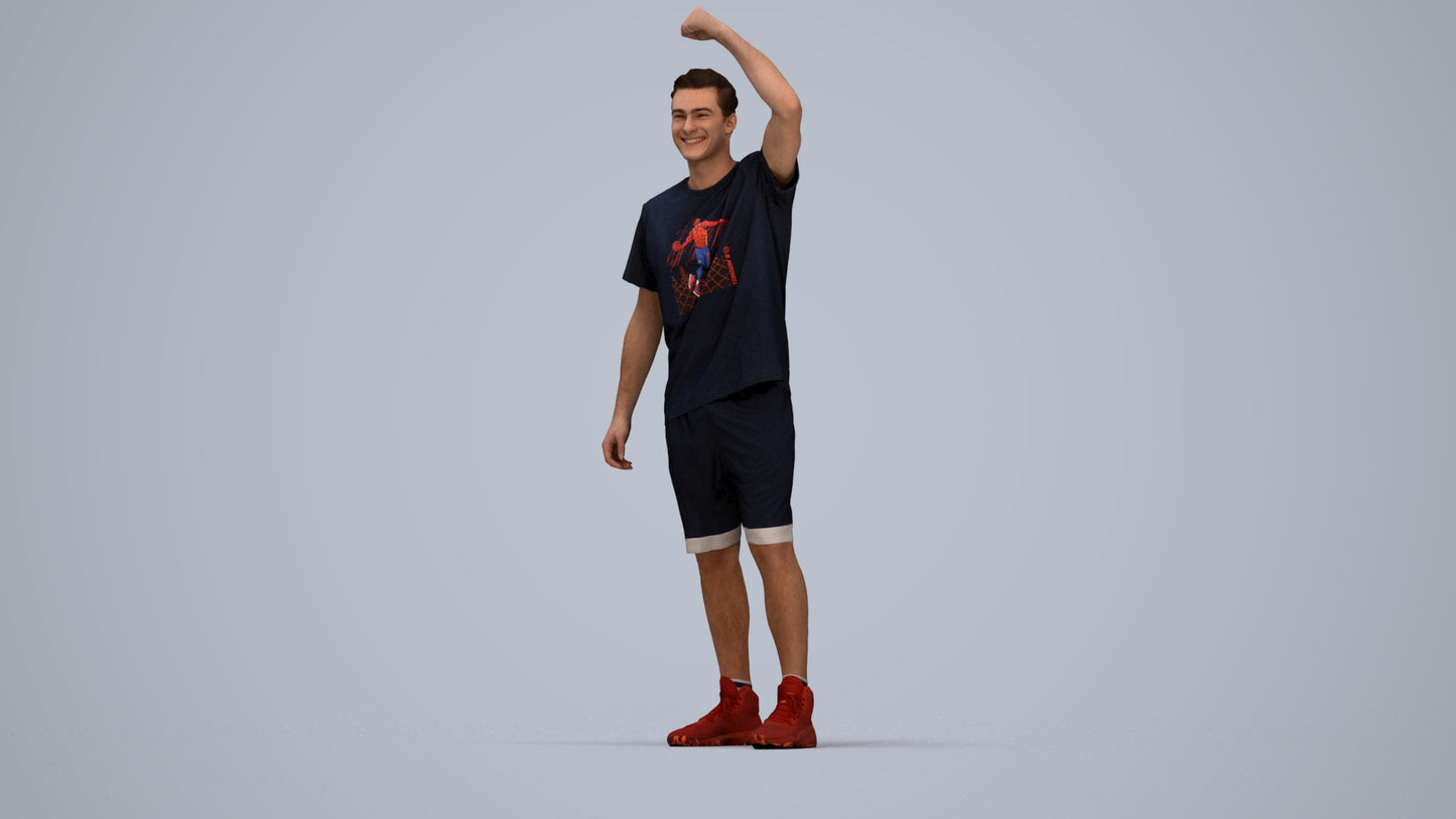 scanned 3D man sport, photogrammetry people for Enscape and V-Ray, top-down view render