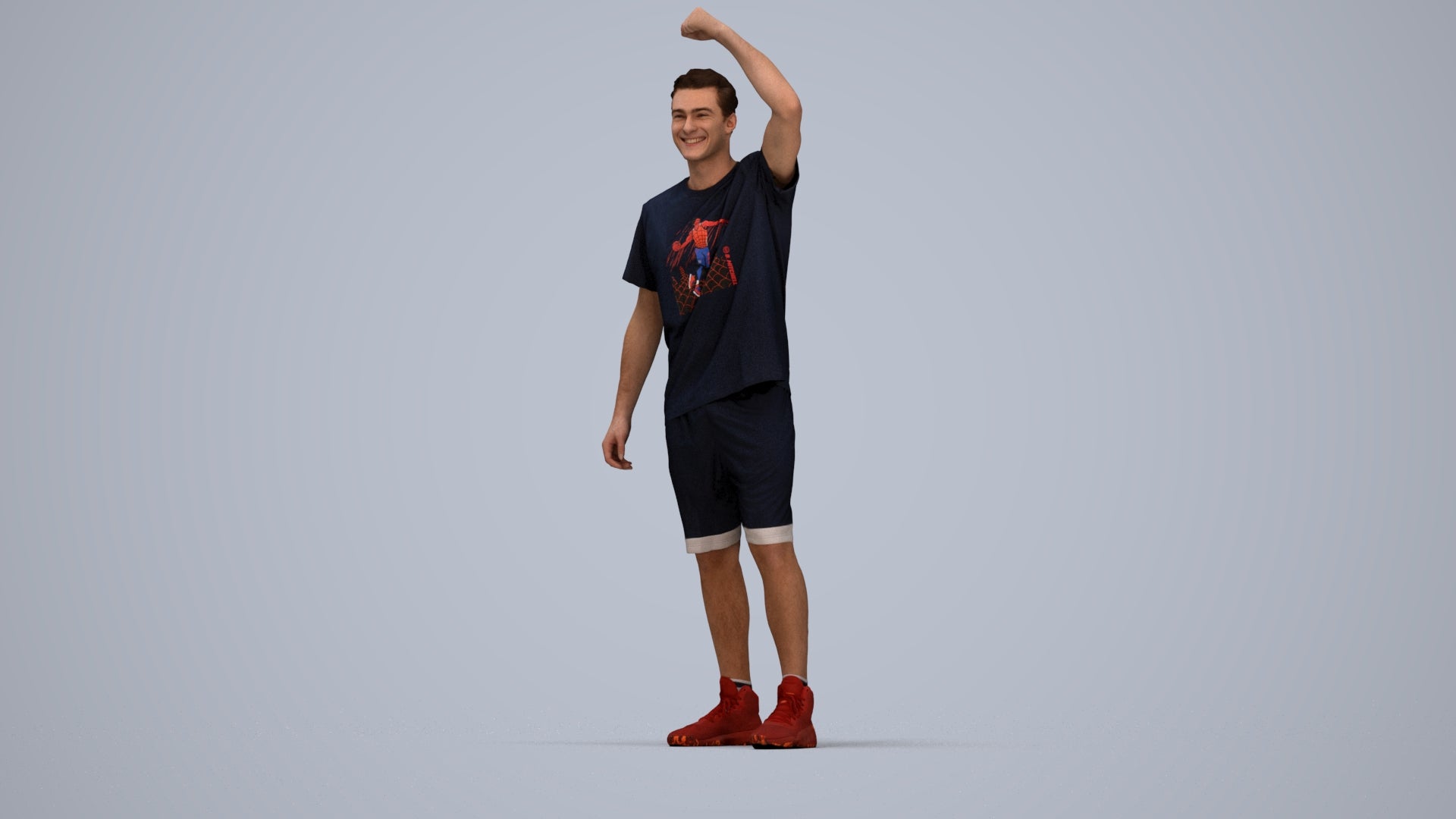 scanned 3D man sport, photogrammetry people for Enscape and V-Ray, top-down view render