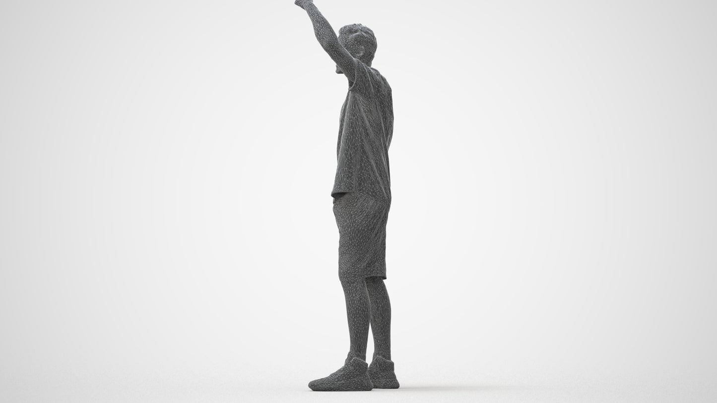 scanned 3D man sport, photogrammetry people for Enscape and V-Ray, wireframe front view