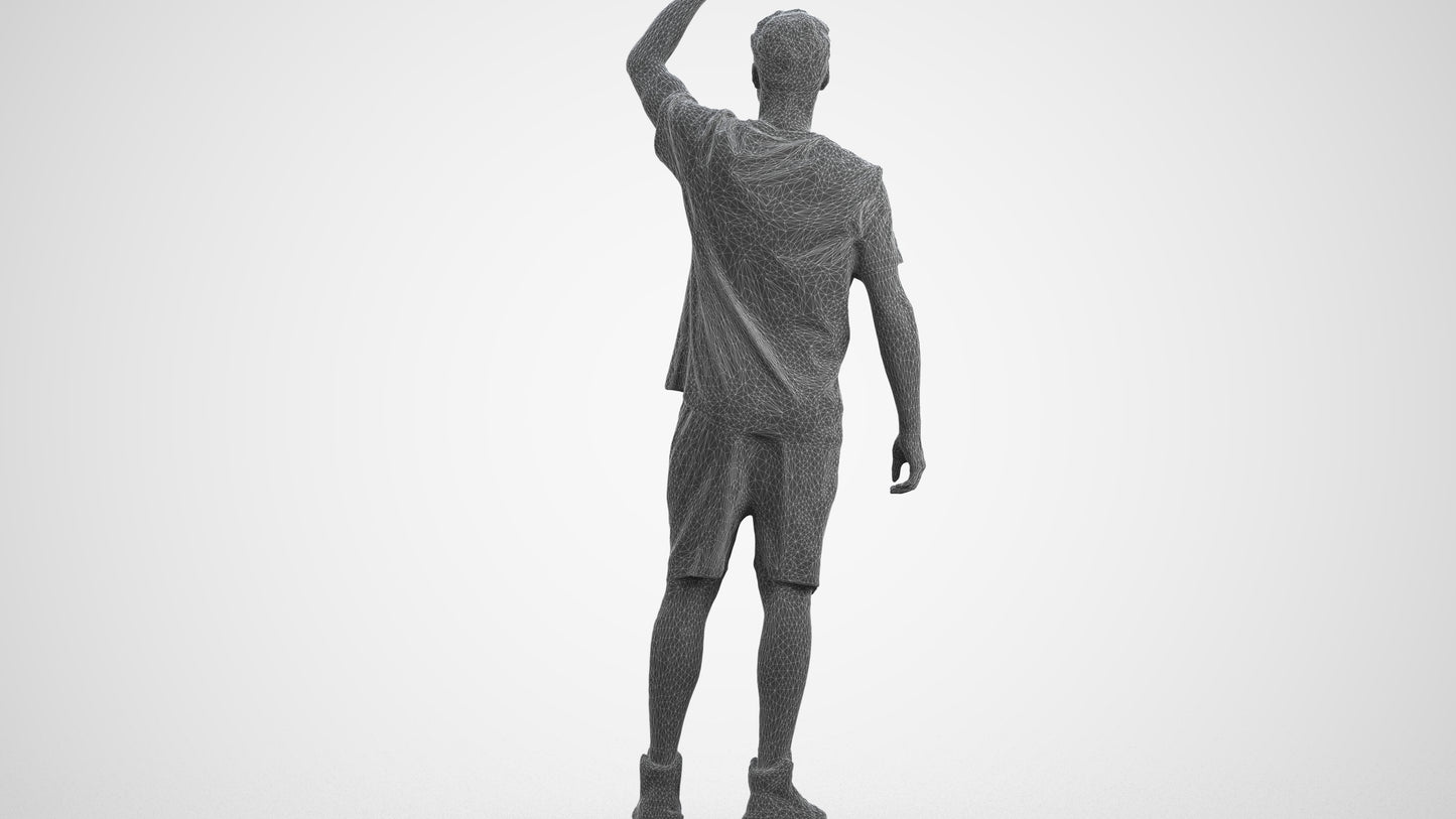 scanned 3D man sport, photogrammetry people for Enscape and V-Ray, wireframe side view