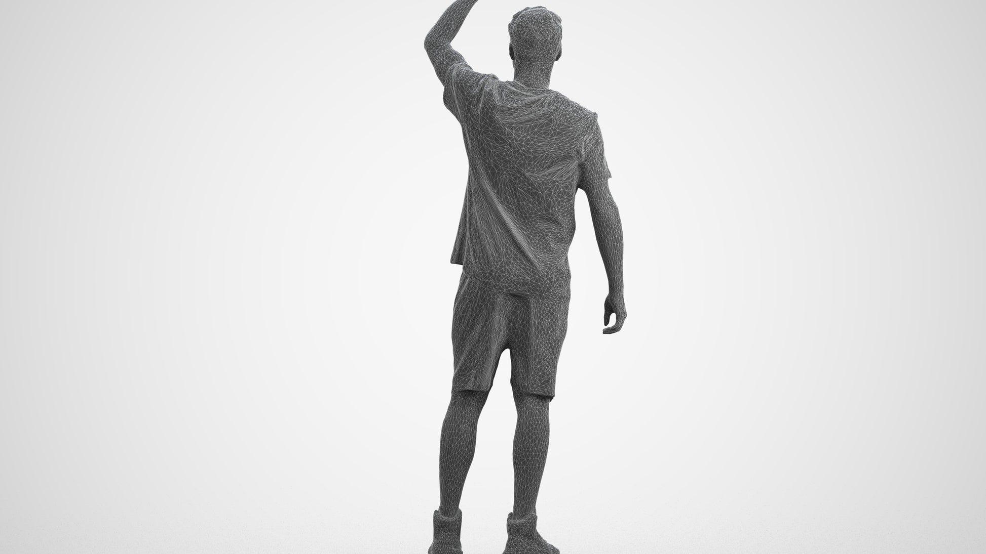 scanned 3D man sport, photogrammetry people for Enscape and V-Ray, wireframe side view