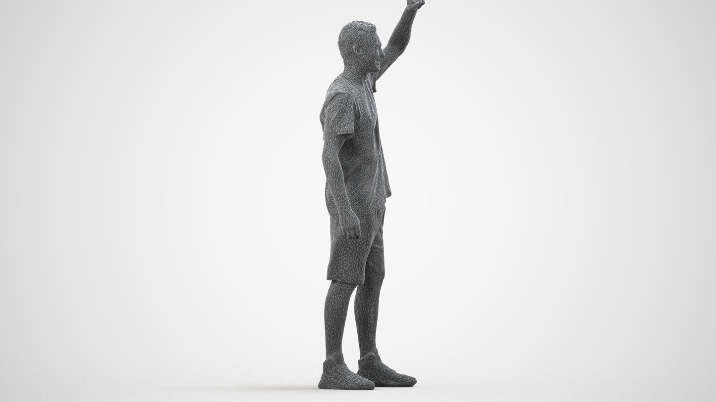 scanned 3D man sport, photogrammetry people for Enscape and V-Ray, wireframe three-quarter view