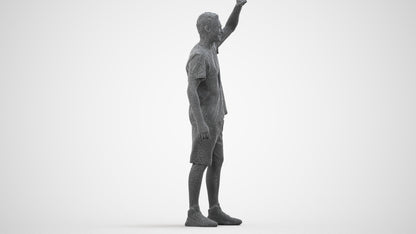 scanned 3D man sport, photogrammetry people for Enscape and V-Ray, wireframe three-quarter view