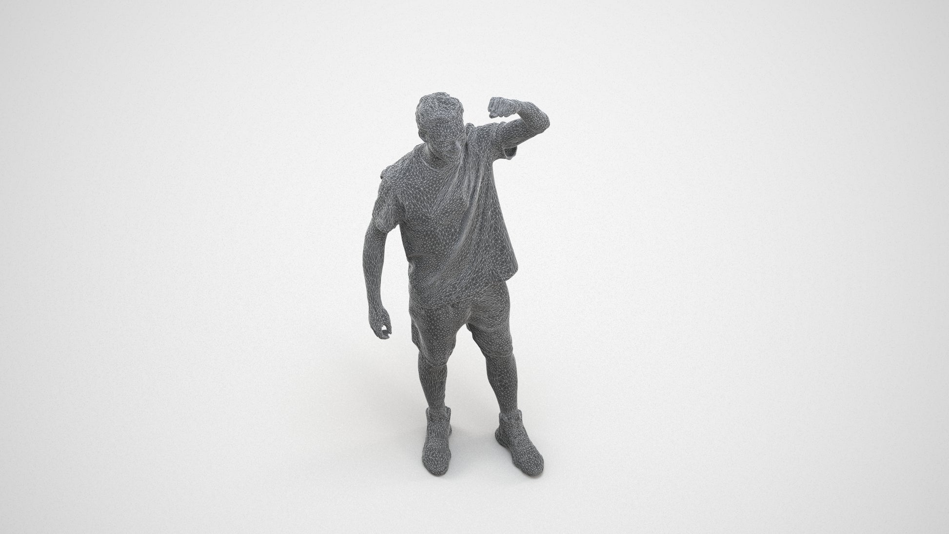 scanned 3D man sport, photogrammetry people for Enscape and V-Ray, wireframe back view