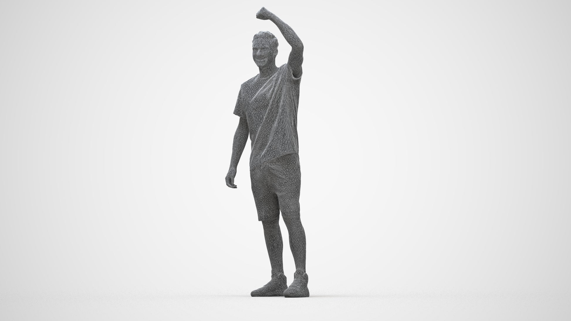 scanned 3D man sport, photogrammetry people for Enscape and V-Ray, wireframe top-down view