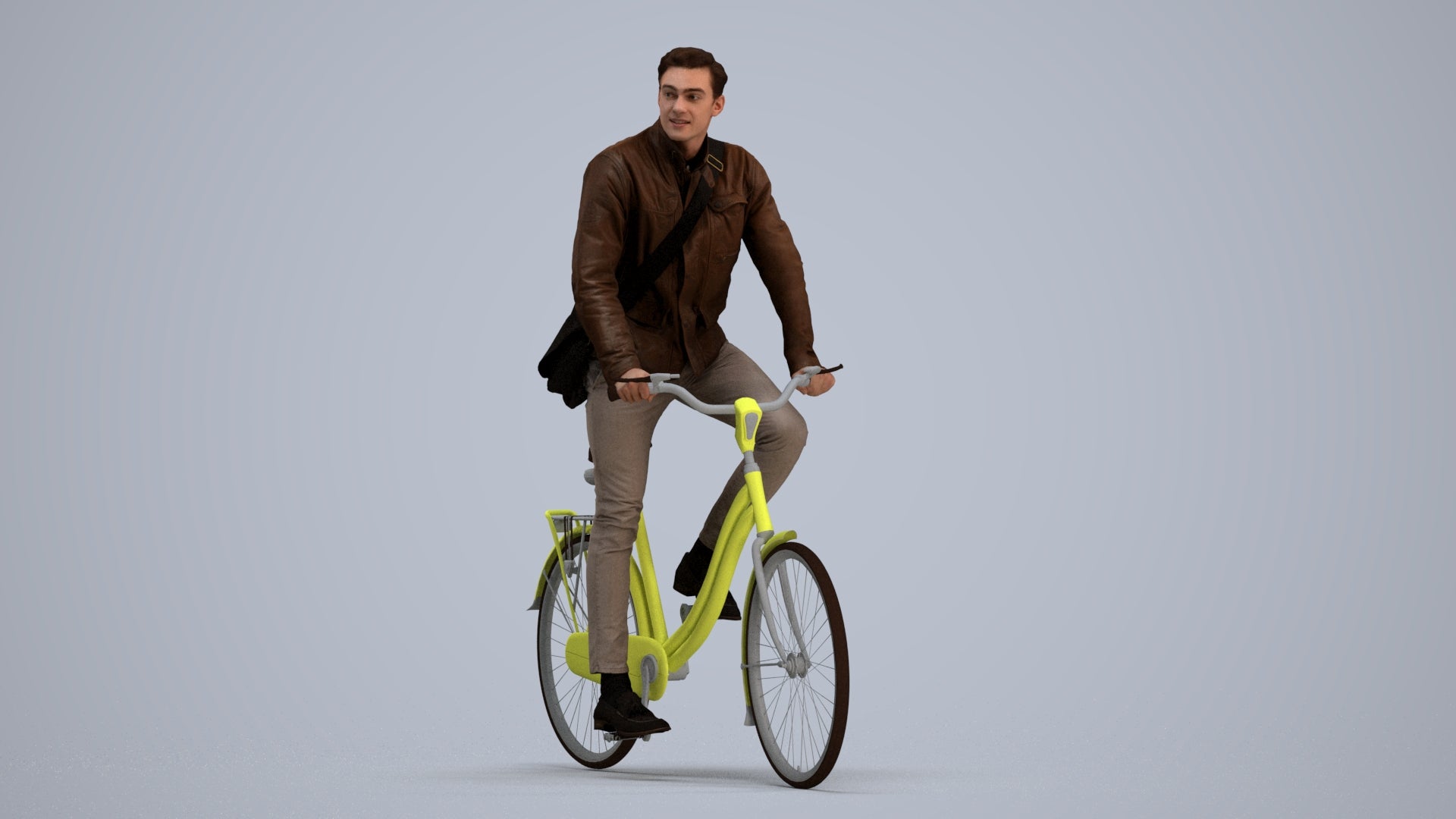 3D scanned man cycling casual, photorealistic archviz people for Enscape and SketchUp, standing pose render
