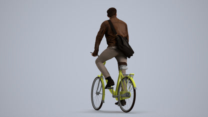 3D scanned man cycling casual, photorealistic archviz people for Enscape and SketchUp, front view render