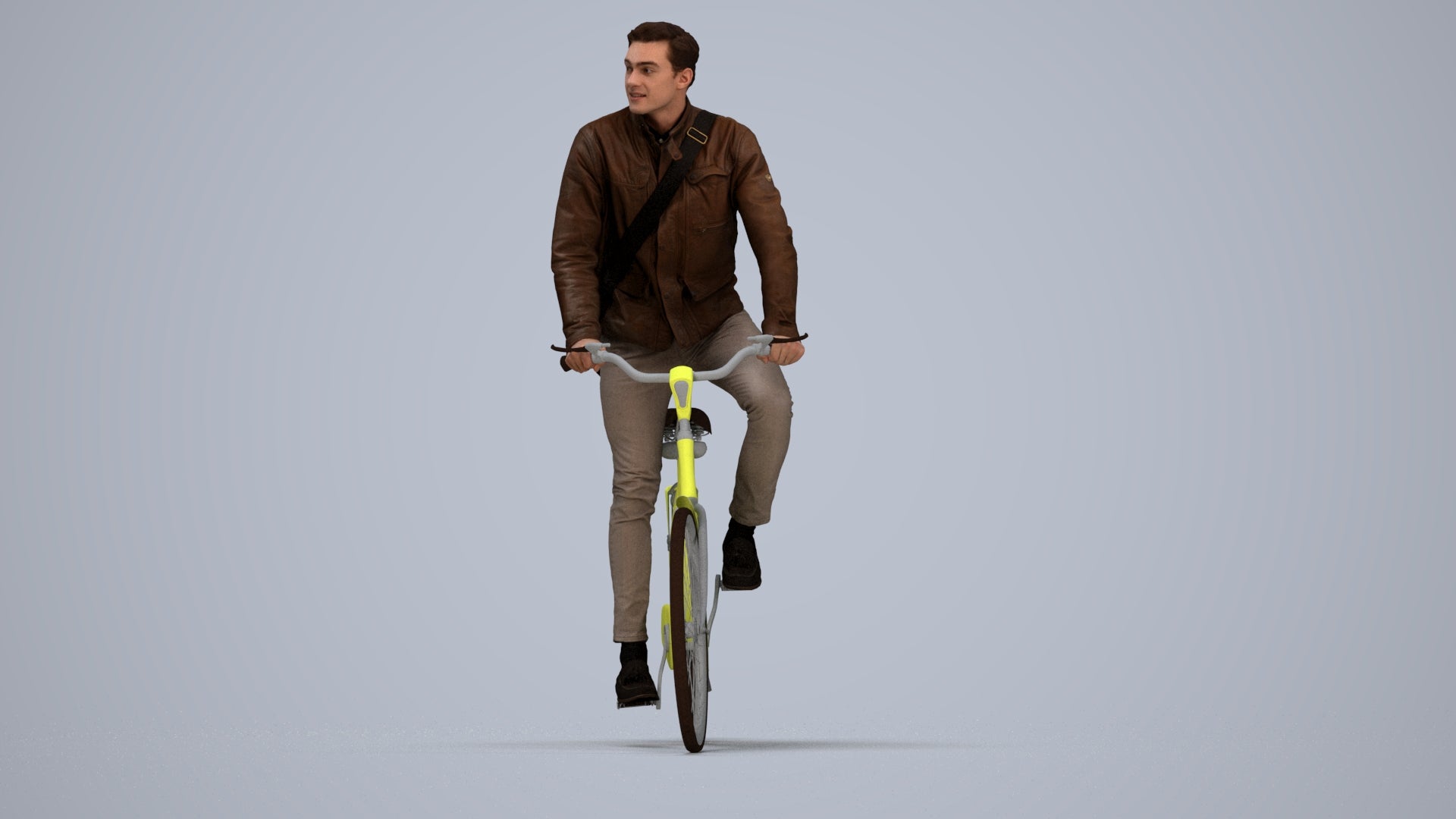 3D scanned man cycling casual, photorealistic archviz people for Enscape and SketchUp, top-down view render