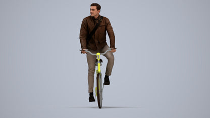 3D scanned man cycling casual, photorealistic archviz people for Enscape and SketchUp, top-down view render