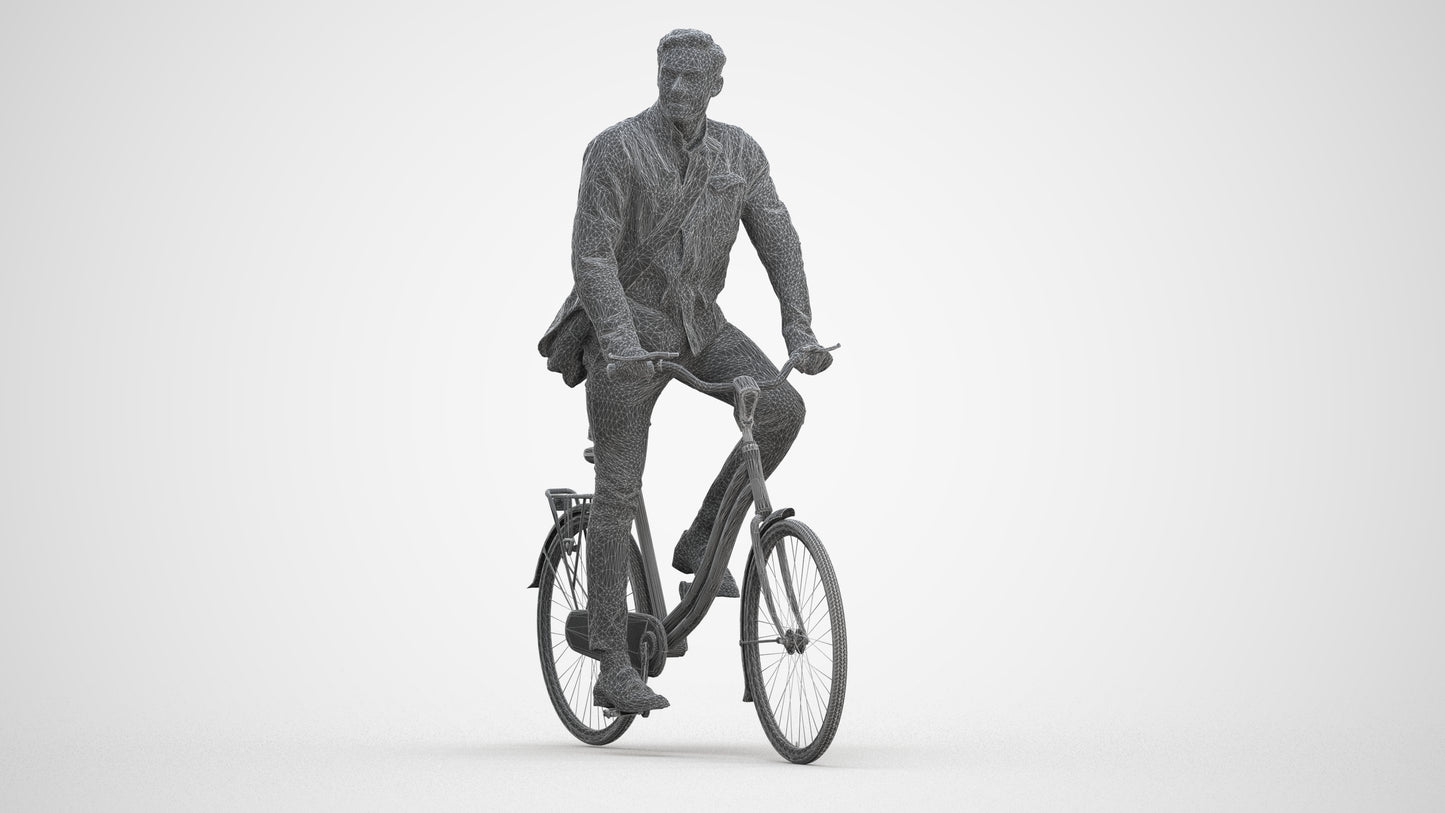 3D scanned man cycling casual, photorealistic archviz people for Enscape and SketchUp, square thumbnail