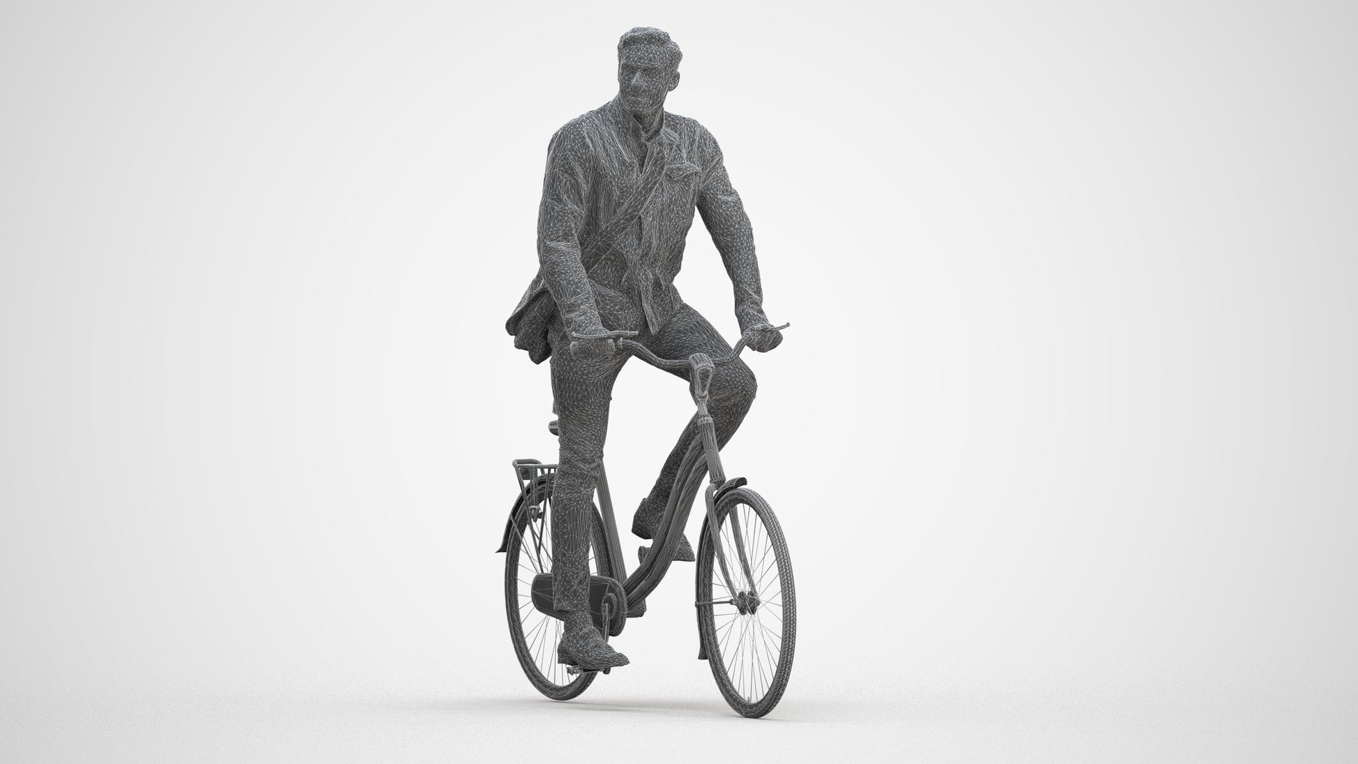3D scanned man cycling casual, photorealistic archviz people for Enscape and SketchUp, square thumbnail