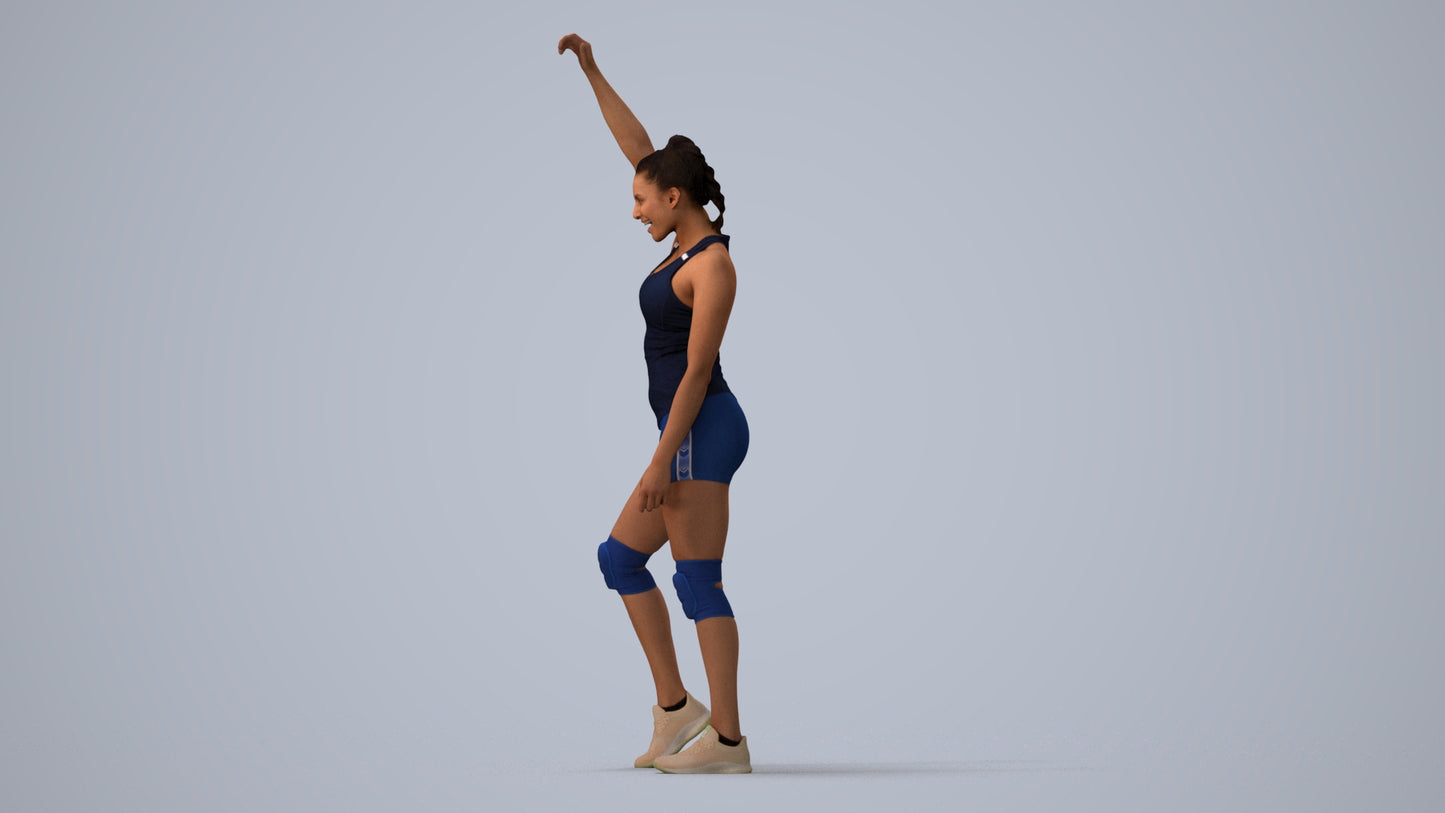 3D people model woman sport, scanned human for 3ds Max rendering, three-quarter view render