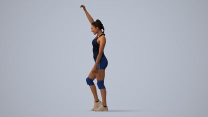 3D people model woman sport, scanned human for 3ds Max rendering, three-quarter view render