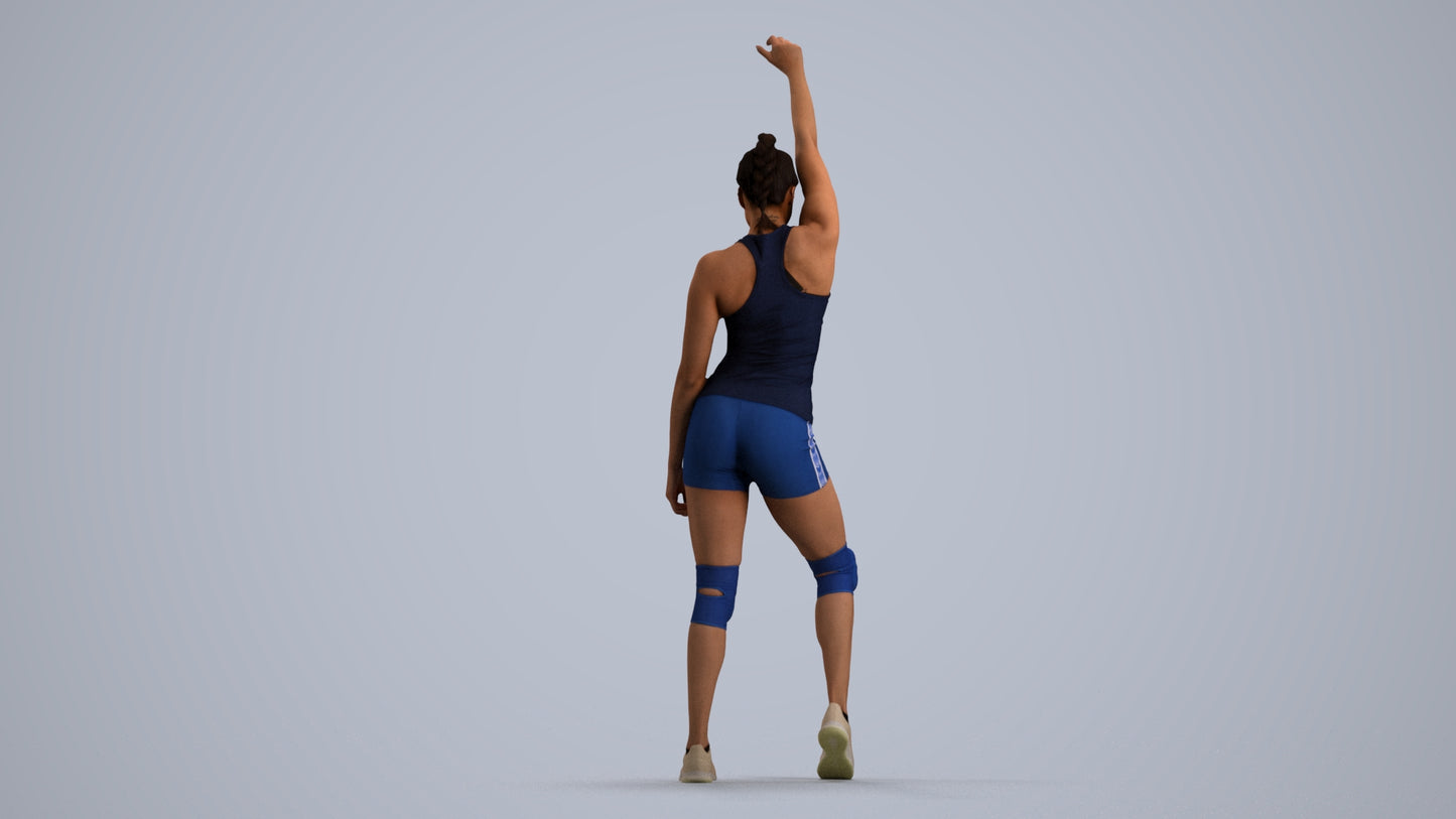 3D people model woman sport, scanned human for 3ds Max rendering, front view render