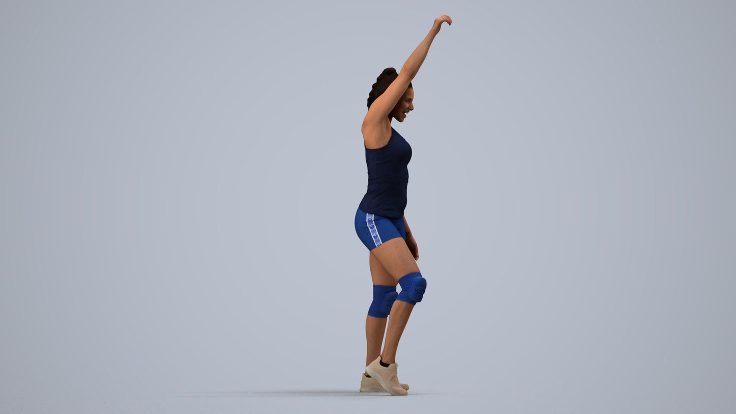 3D people model woman sport, scanned human for 3ds Max rendering, side view render