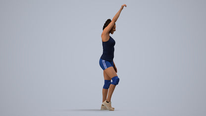 3D people model woman sport, scanned human for 3ds Max rendering, side view render