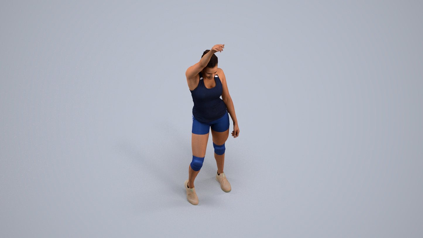 3D people model woman sport, scanned human for 3ds Max rendering, back view render
