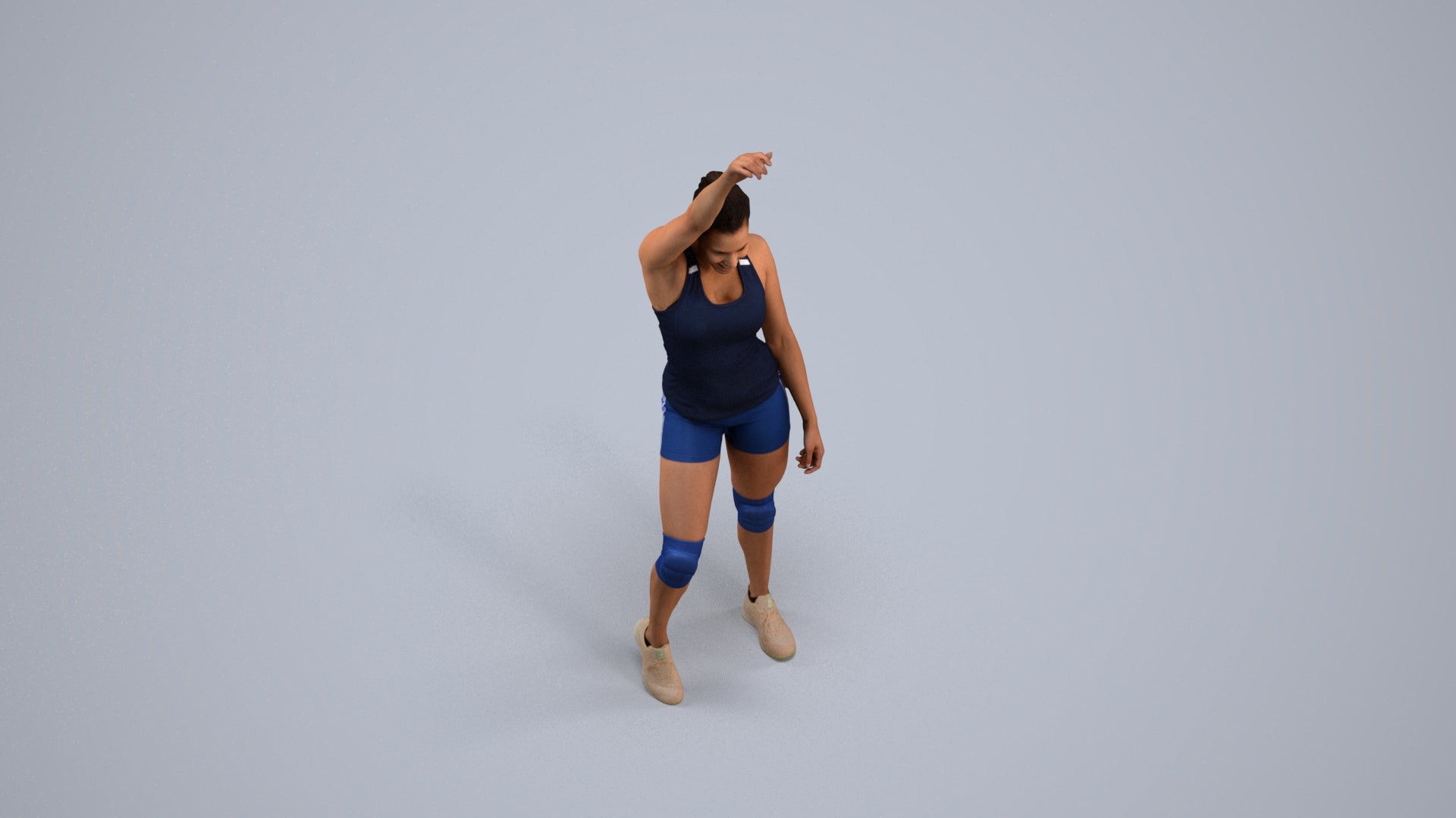 3D people model woman sport, scanned human for 3ds Max rendering, back view render