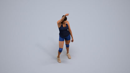 3D people model woman sport, scanned human for 3ds Max rendering, back view render