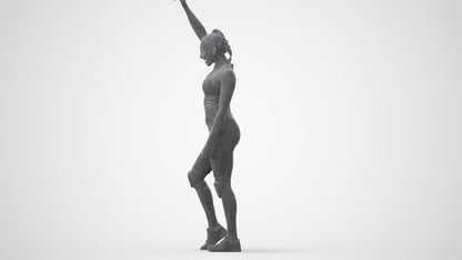 3D people model woman sport, scanned human for 3ds Max rendering, wireframe front view