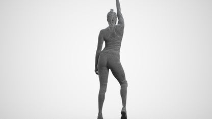 3D people model woman sport, scanned human for 3ds Max rendering, wireframe side view