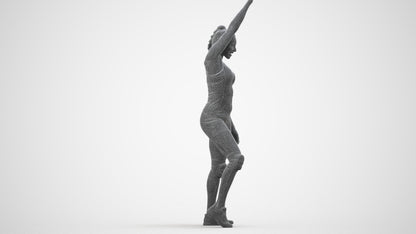 3D people model woman sport, scanned human for 3ds Max rendering, wireframe three-quarter view