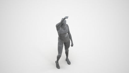 3D people model woman sport, scanned human for 3ds Max rendering, wireframe back view