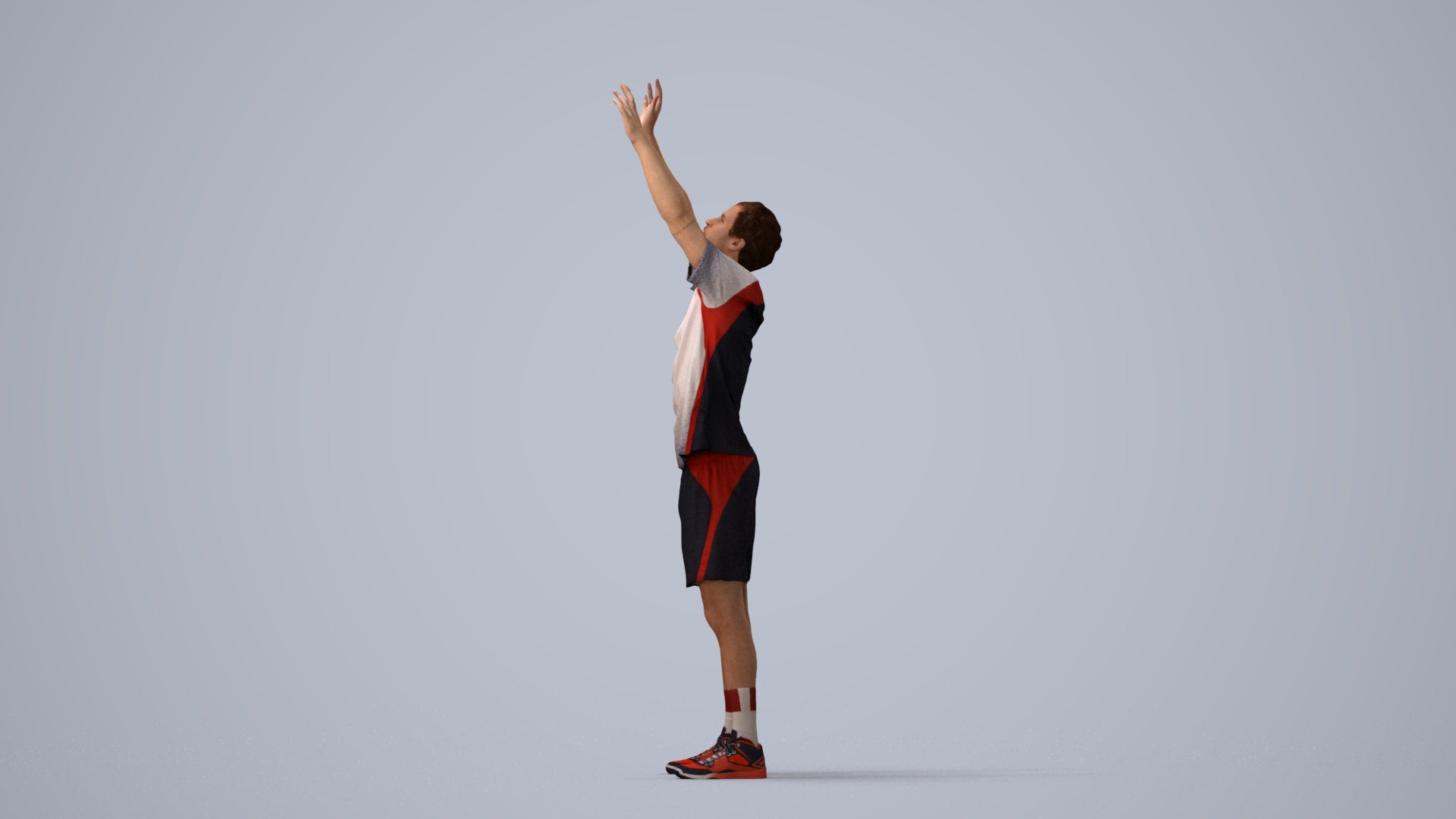 scanned 3D man sport, photogrammetry people for Enscape and V-Ray, front view render