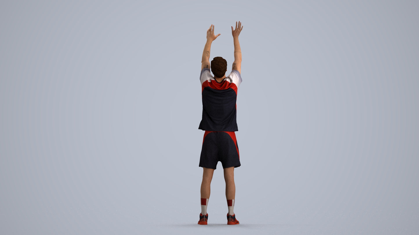 scanned 3D man sport, photogrammetry people for Enscape and V-Ray, side view render