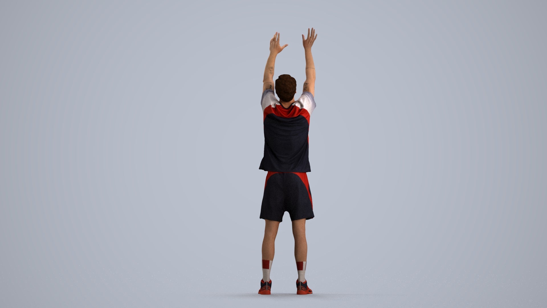 scanned 3D man sport, photogrammetry people for Enscape and V-Ray, side view render
