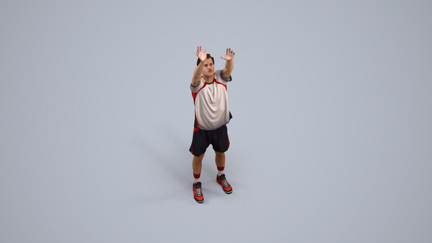 scanned 3D man sport, photogrammetry people for Enscape and V-Ray, top-down view render