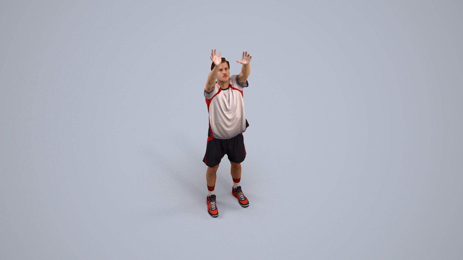 scanned 3D man sport, photogrammetry people for Enscape and V-Ray, top-down view render