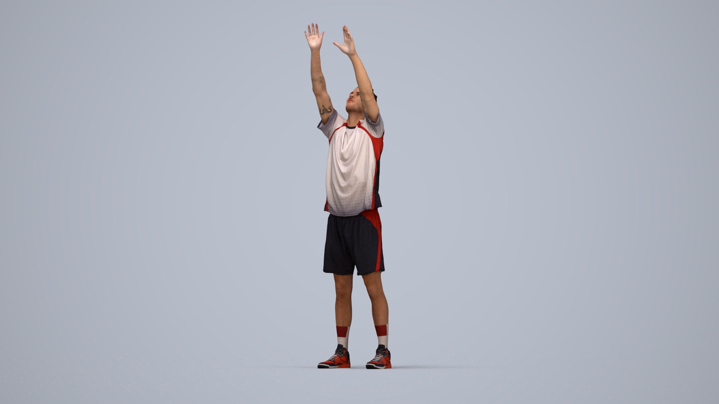 scanned 3D man sport, photogrammetry people for Enscape and V-Ray, three-quarter front view render