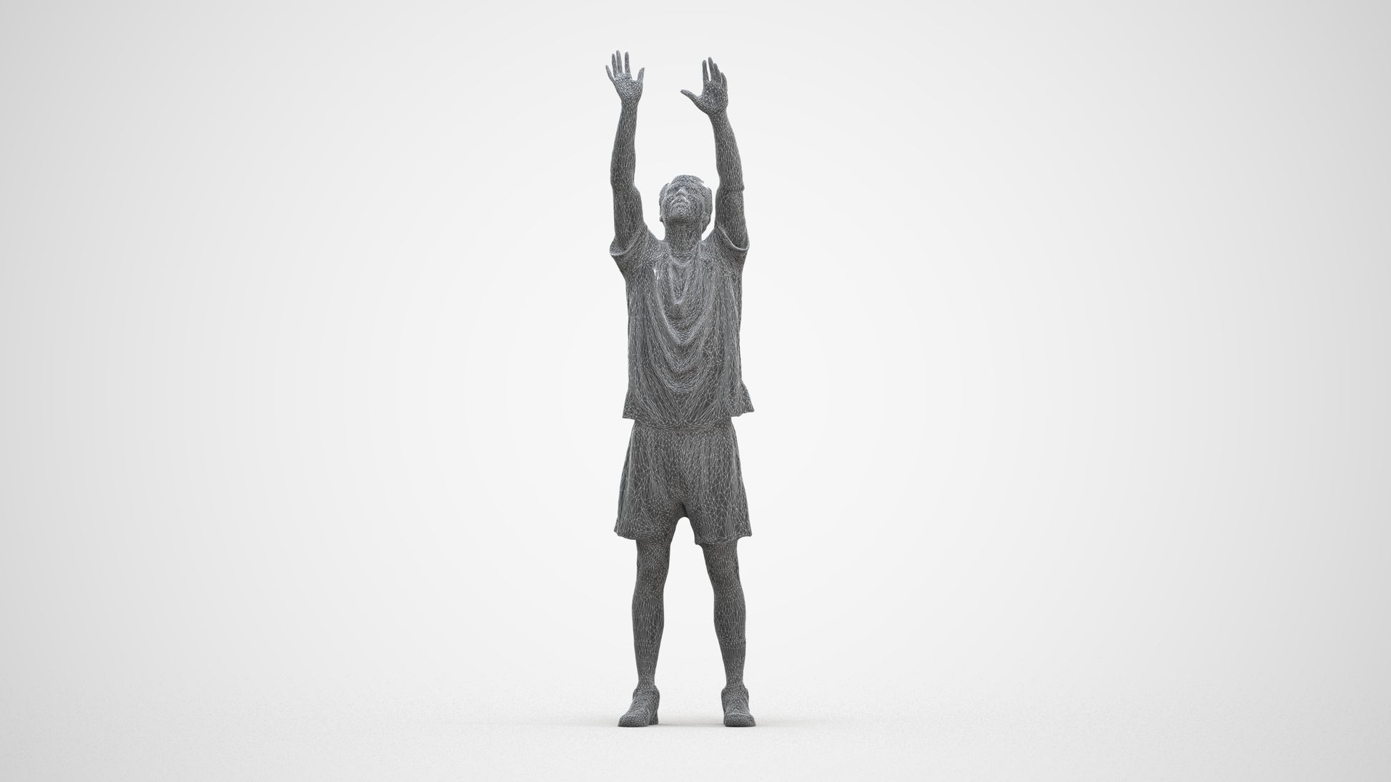 scanned 3D man sport, photogrammetry people for Enscape and V-Ray, wireframe front view