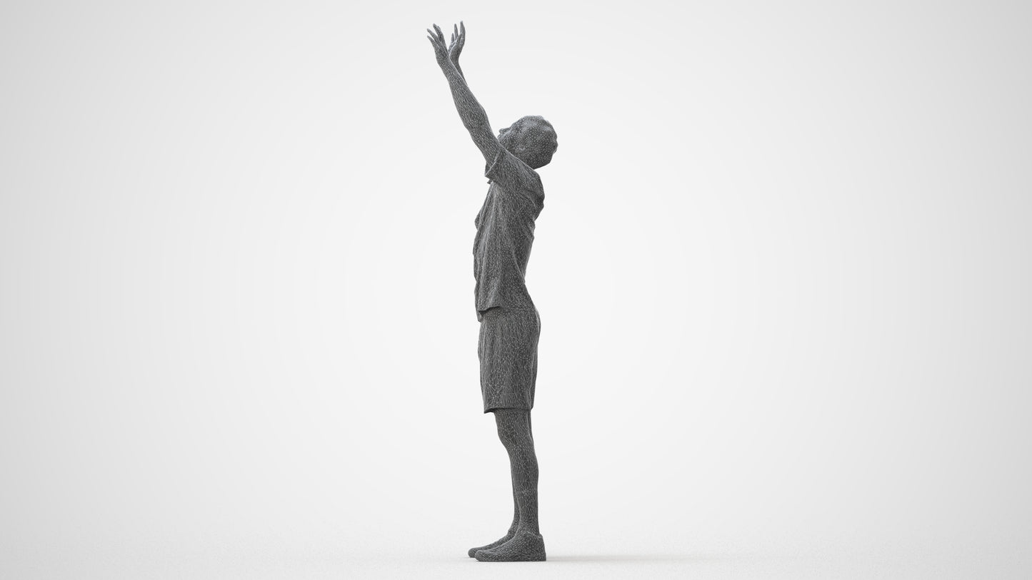 scanned 3D man sport, photogrammetry people for Enscape and V-Ray, wireframe side view