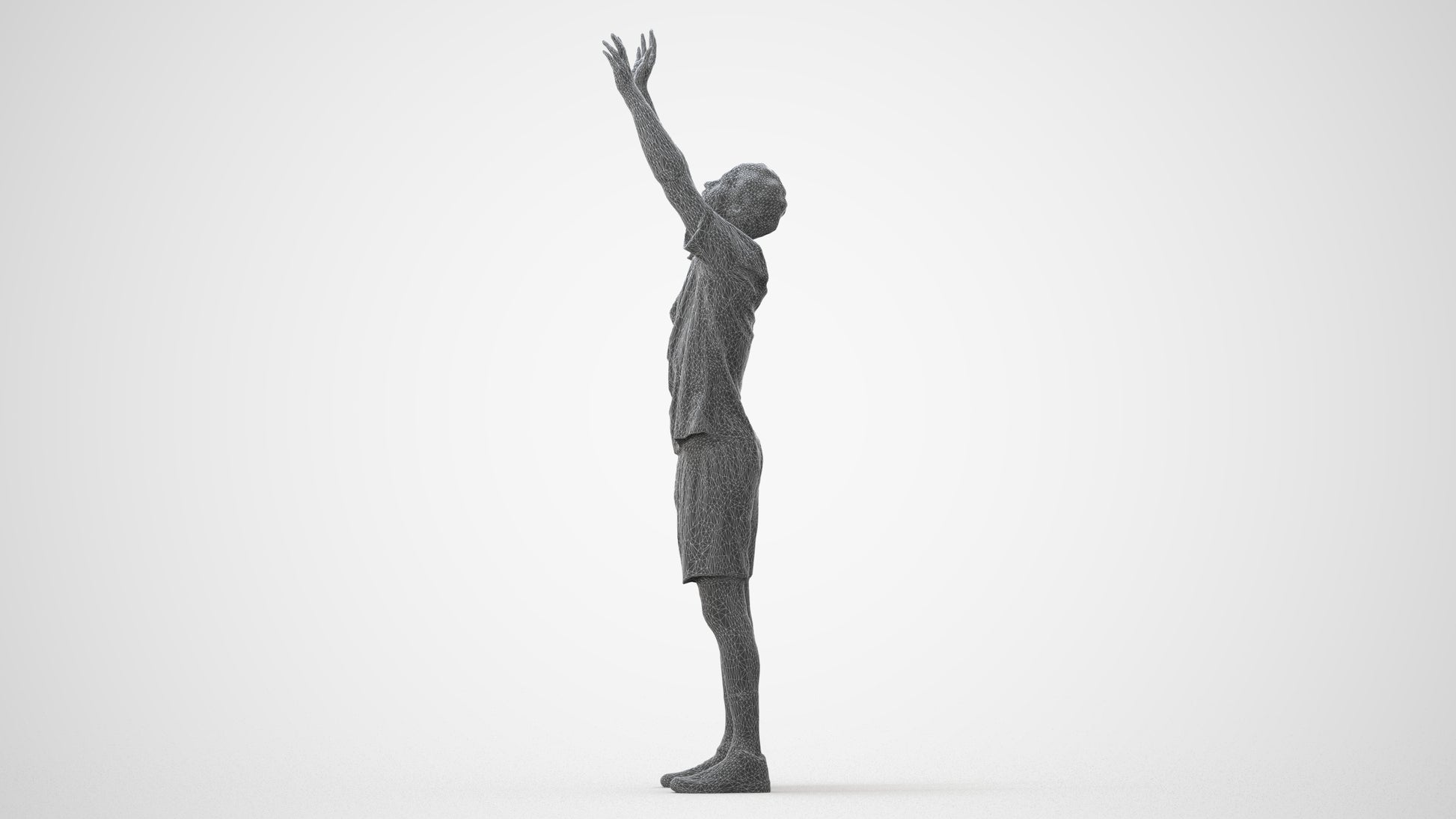 scanned 3D man sport, photogrammetry people for Enscape and V-Ray, wireframe side view
