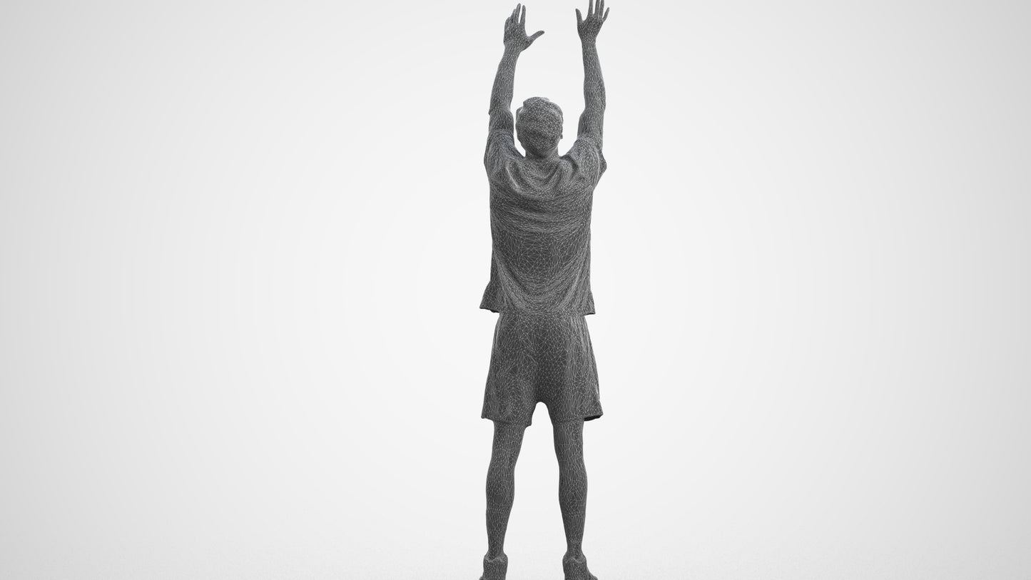 scanned 3D man sport, photogrammetry people for Enscape and V-Ray, wireframe three-quarter view