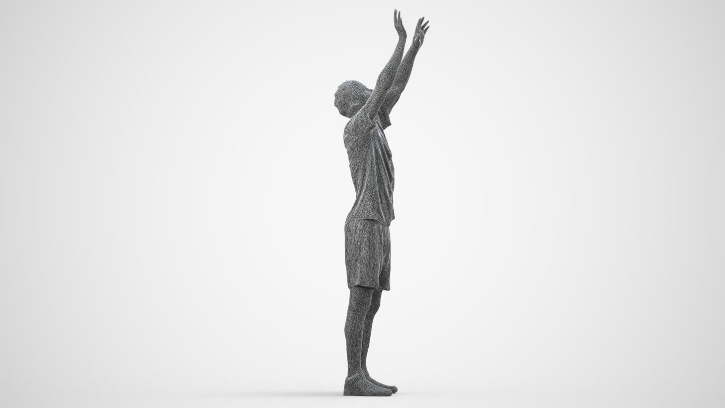 scanned 3D man sport, photogrammetry people for Enscape and V-Ray, wireframe back view