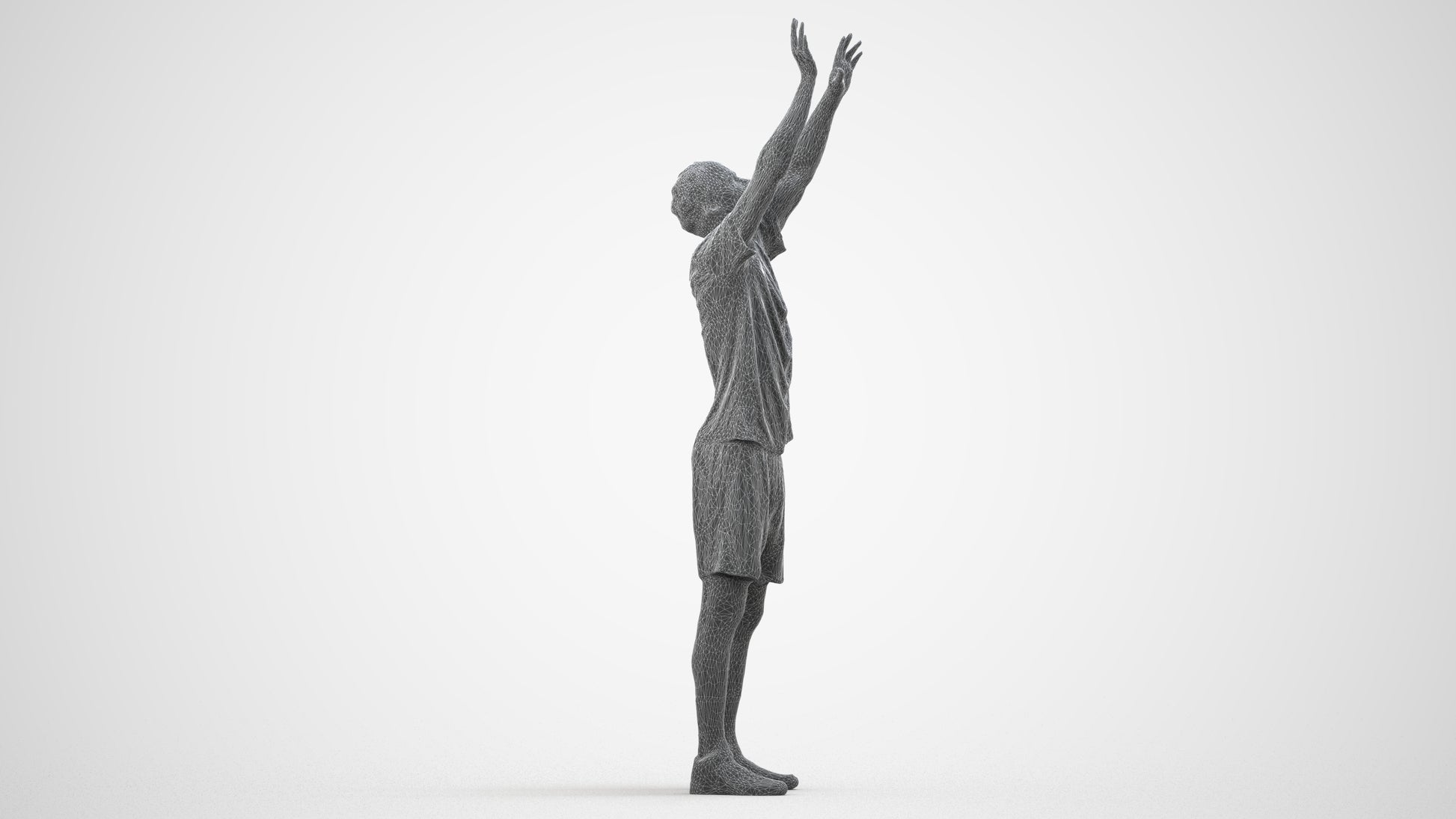 scanned 3D man sport, photogrammetry people for Enscape and V-Ray, wireframe back view