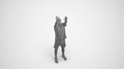 scanned 3D man sport, photogrammetry people for Enscape and V-Ray, wireframe top-down view