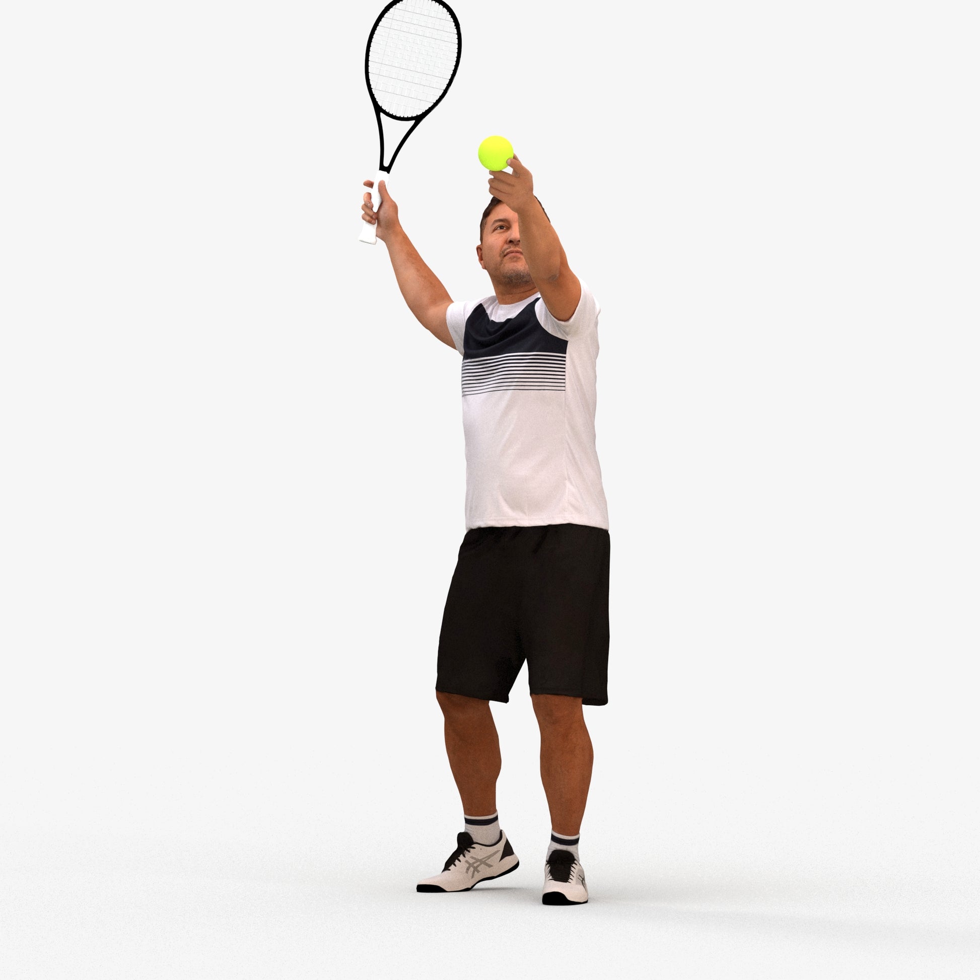 3D people model man sport, scanned human for 3ds Max rendering, three-quarter front view render