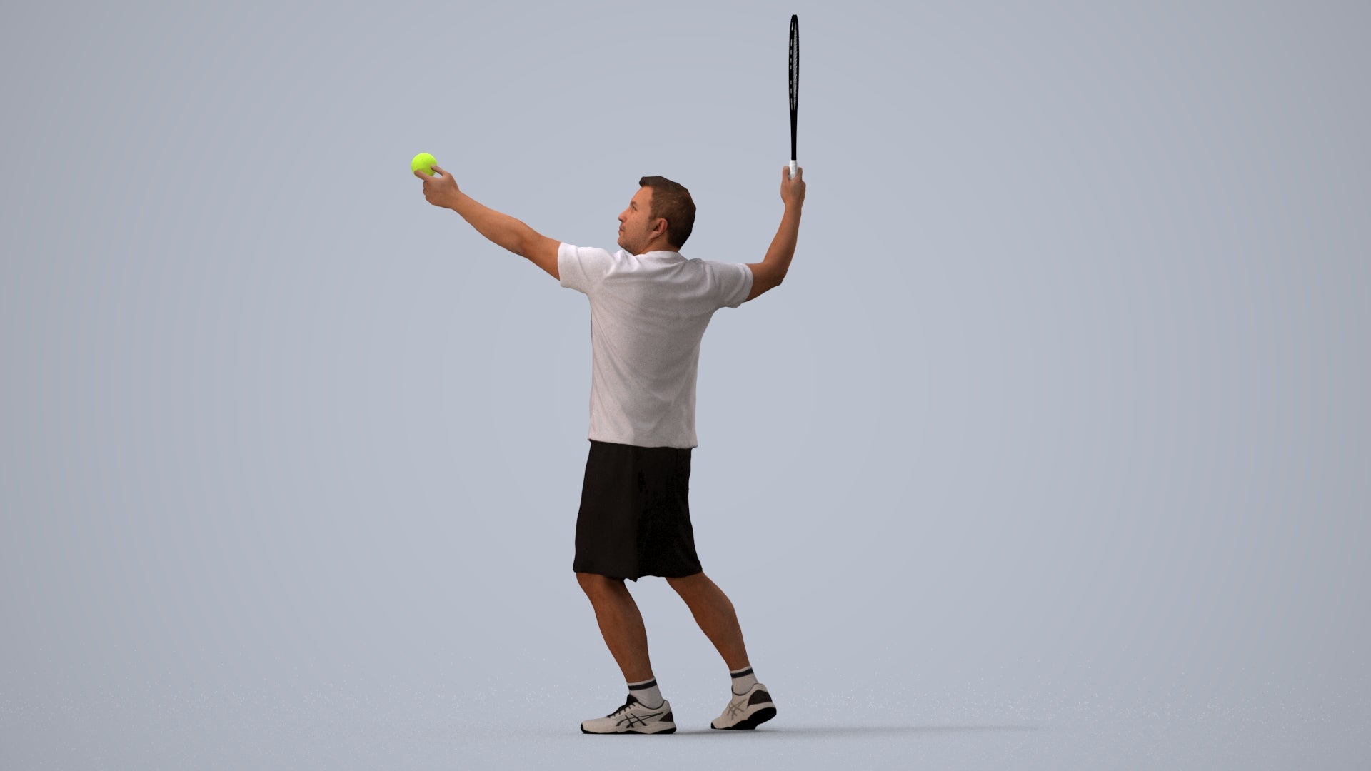 3D people model man sport, scanned human for 3ds Max rendering, three-quarter view render
