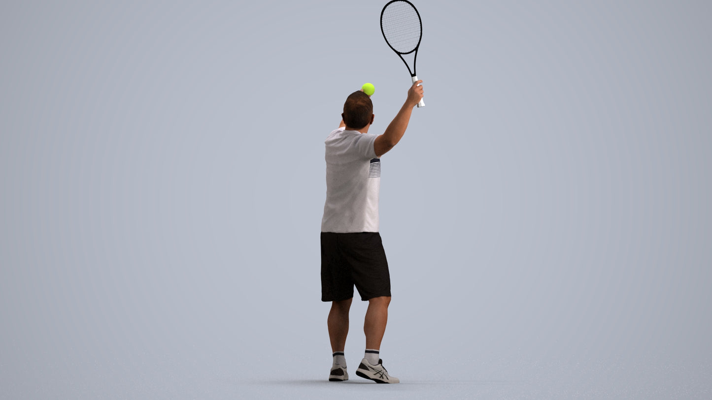 3D people model man sport, scanned human for 3ds Max rendering, front view render