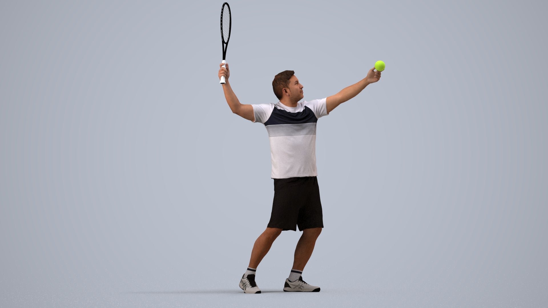 3D people model man sport, scanned human for 3ds Max rendering, side view render