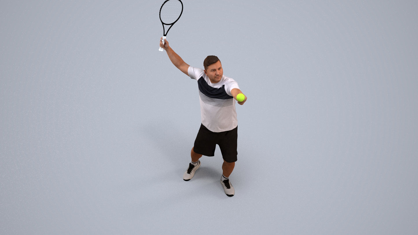 3D people model man sport, scanned human for 3ds Max rendering, back view render